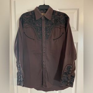 Scully Men's Chocolate Legends Gunfighter Long Sleeve Western Shirt